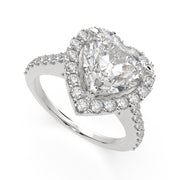 3.5 Carat VS1 D Lab Grown Diamond Halo Pave Heart Ring